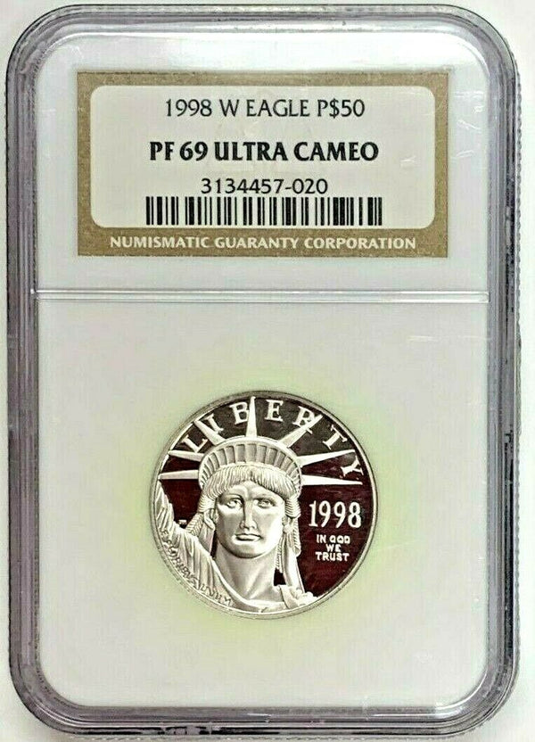 1998 United States $50 Statue of Liberty American Platinum Eagle NGC PF69