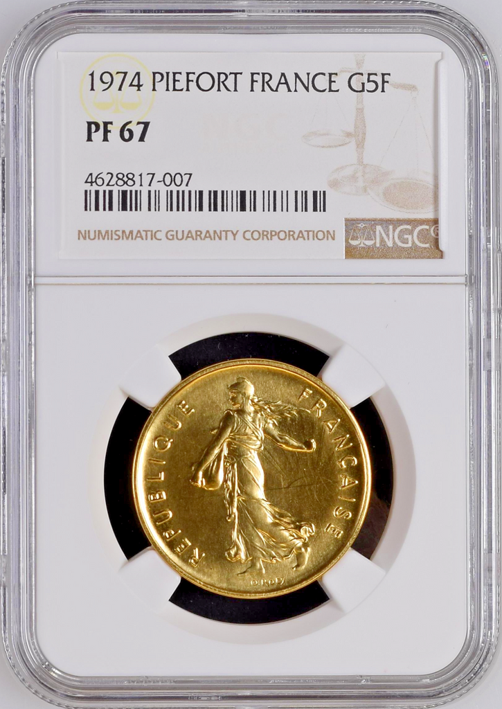 France 1974 Gold Proof 5 Francs Piefort Paris NGC PF67 Mintage-107