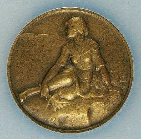 Swiss 1929 Bronze Shooting Medal Ticino Bellinzona R-1465b Woman NGC MS65 BN