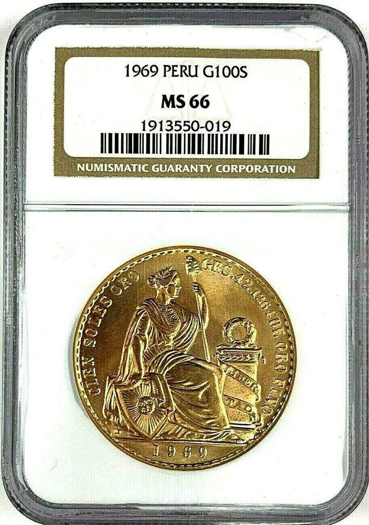 Peru 1969 Gold 100 Soles Oro Liberty Lima NGC MS66