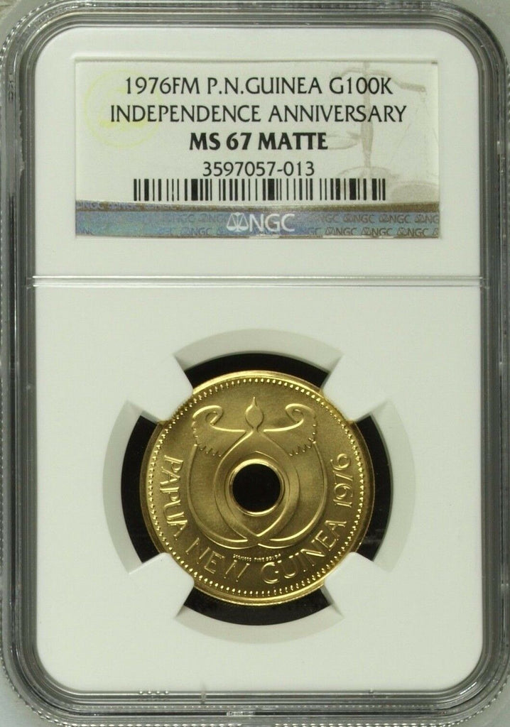 Papua New Guinea 1976 Gold 100 Kina Independence Mintage only 100 Hole NGC MS67