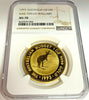 Australia 1993 Gold $100 Australian Nugget Kangaroo Nail-tailed Wallaby NGC MS70