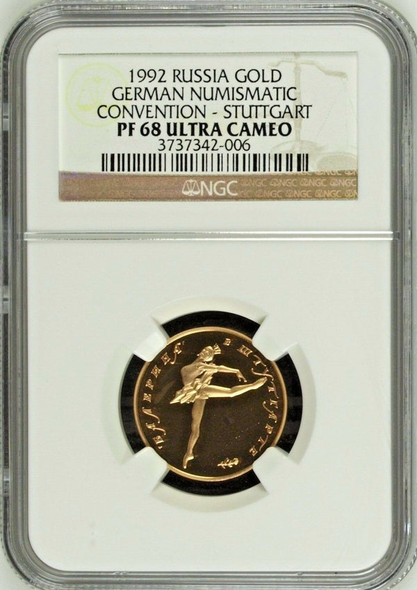 Russia 1992 Gold Medal Ballet Germany Numismatic Convention Ballerina NGC PF68