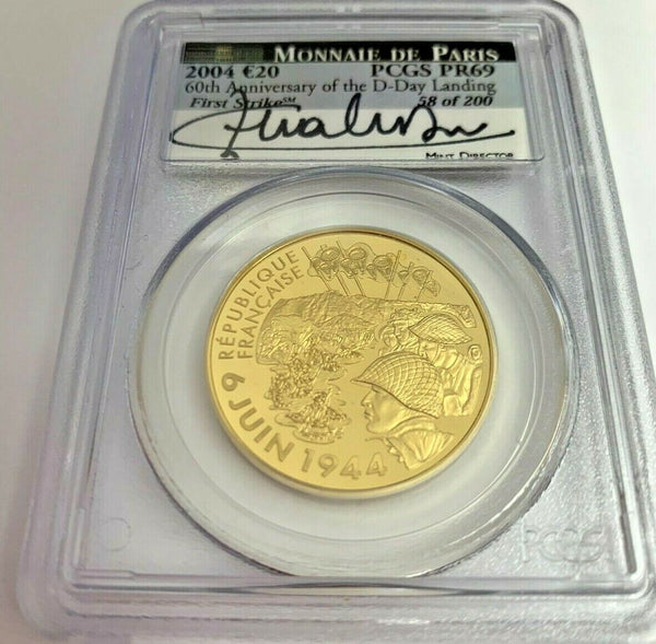 France 2004 Gold Proof 20 Euro Normandy Invasion 60th Ann. PCGS PF69 Mintage-200