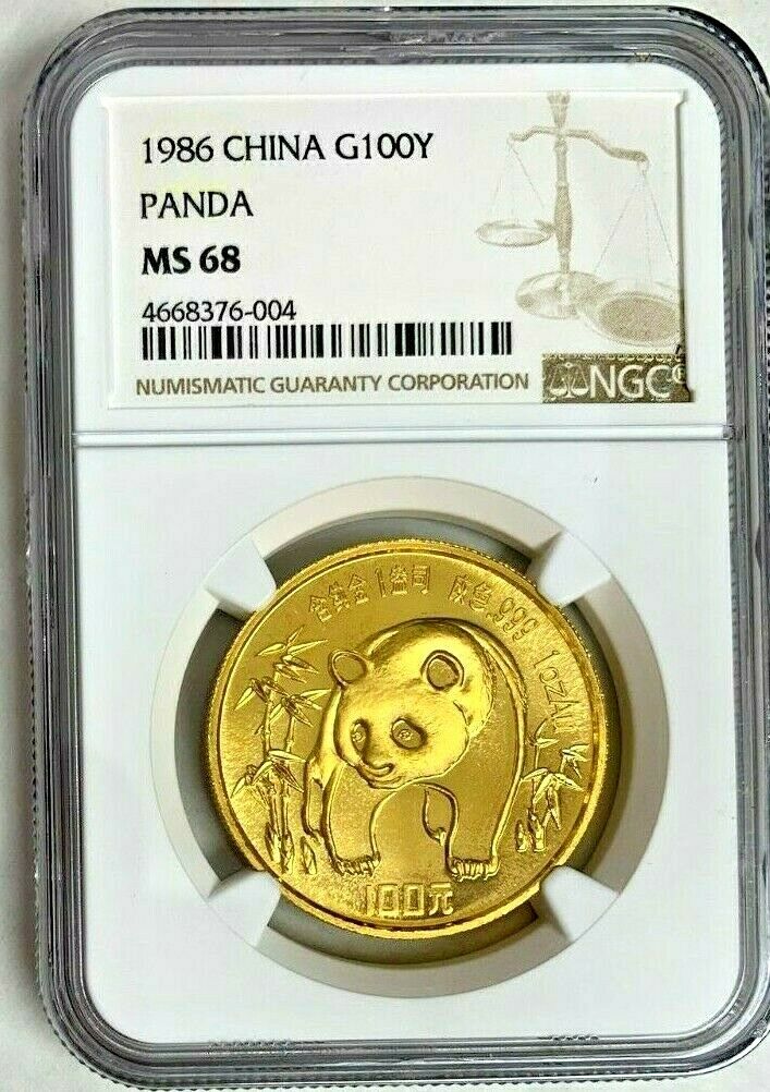 China 1986 Gold Coin 100 Yuan 1oz Panda NGC MS68 Temple of Heaven