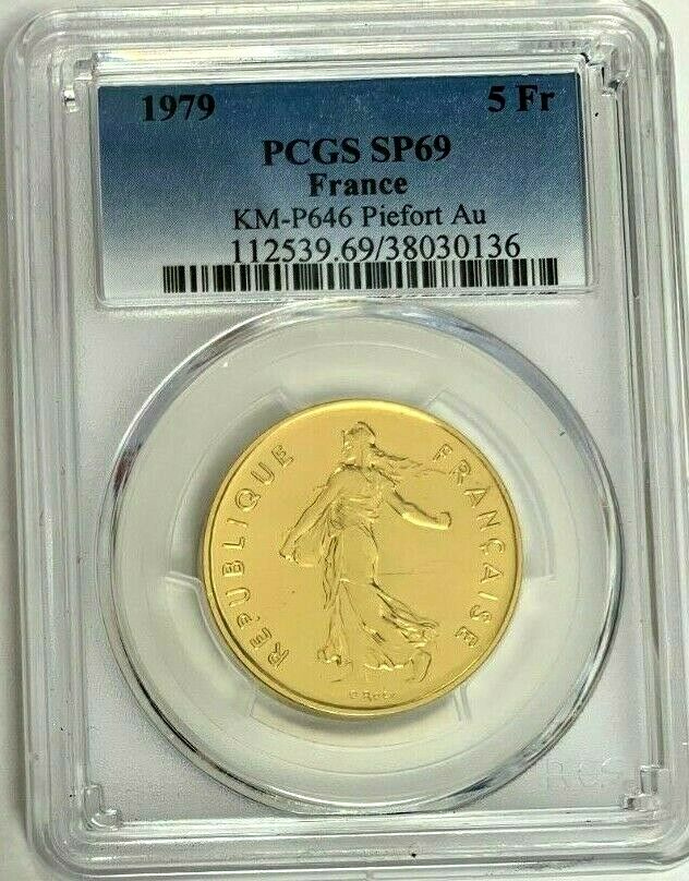 France 1979 Gold Proof Gold 5 Francs Piefort Paris PCGS PF69 Low Mintage