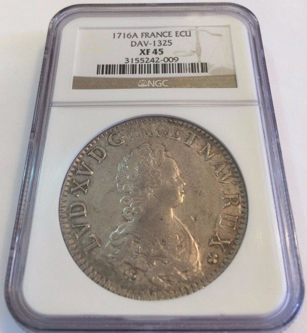 France 1716A Ecu Silver Coin Louis XV Paris DAV-1325 NGC XF45