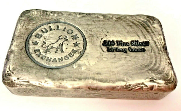 USA Bullion Exchanges .999 Fine Silver Hand Poured Bar 10 oz Limited Edition