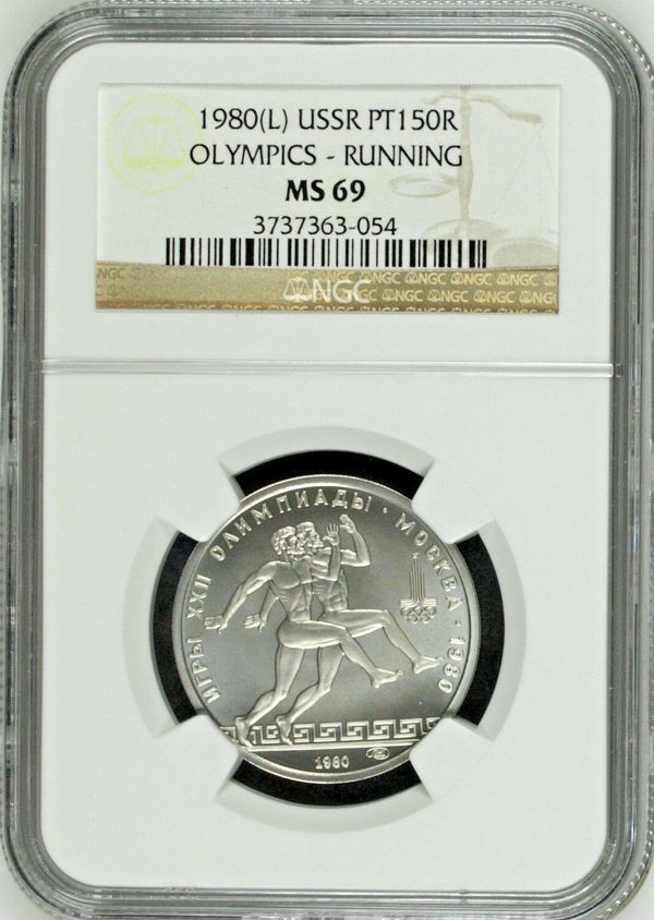 USSR 1980 L Platinum Coin 150 Roubles Olympics Runners NGC MS69 Russia CCCP