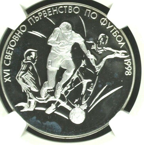 1997 Bulgaria Silver Coin 1000 Leva XVI World Cup Soccer Football NGC PF64
