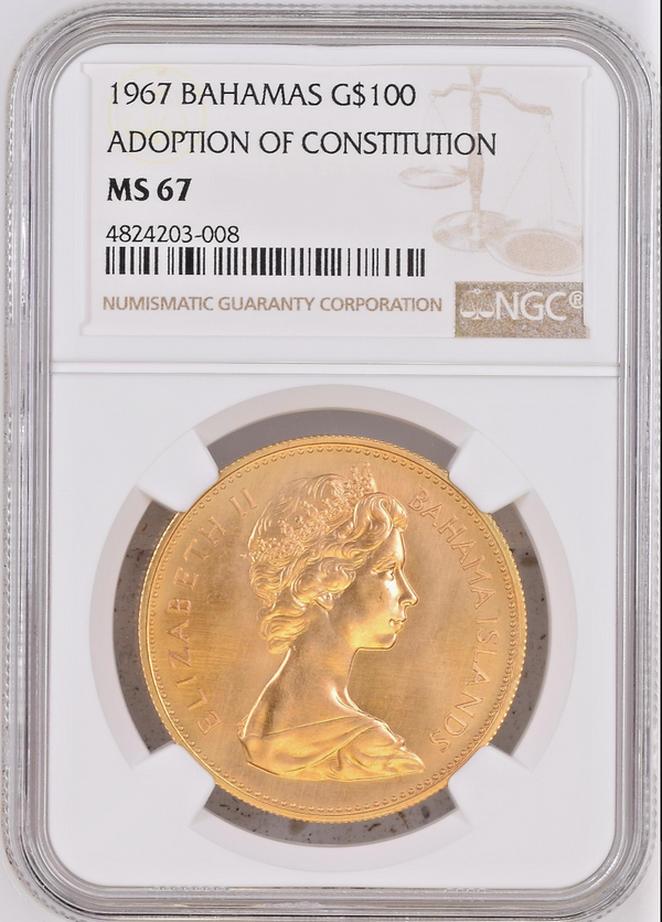 Bahamas 1967 Set 4 Gold Coins Adoption of Constitution NGC PF65-68