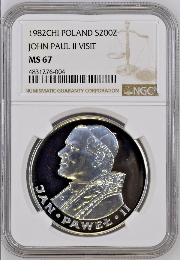 1982 Poland Silver Set 2 coins 200 100 Złotych Pope Ioannes Paul II NGC MS67-69