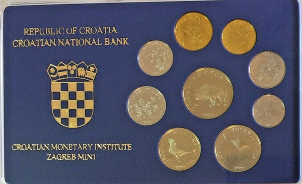2006 Croatia Set 9 Coins Zagreb Special Edition Bird Bear Flower Korn Fish