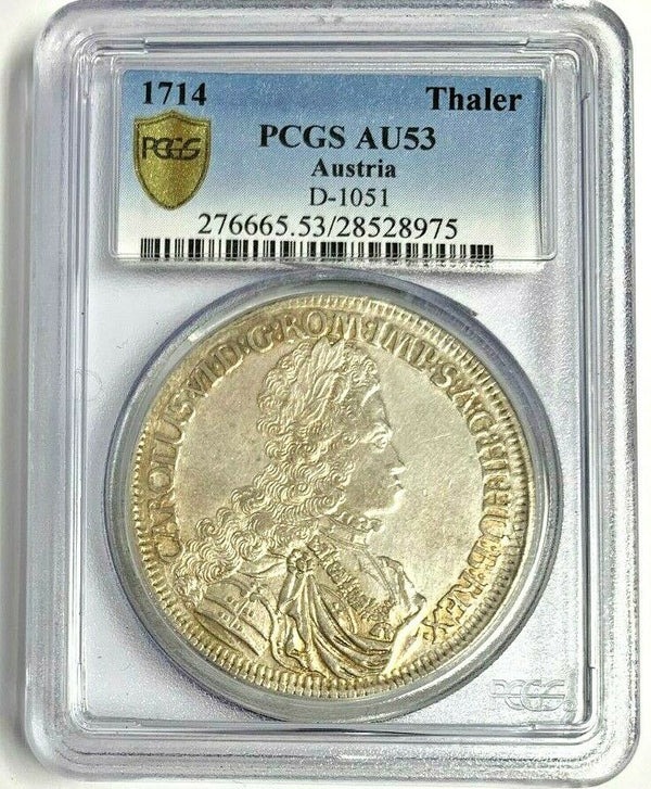 Austria 1714 Silver Coin Thaler Karl Charles VI Hall mint PCGS AU53