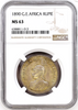 German East Africa 1890 Silver Coin 1 Rupie Emperor Wilhelm II NGC MS63