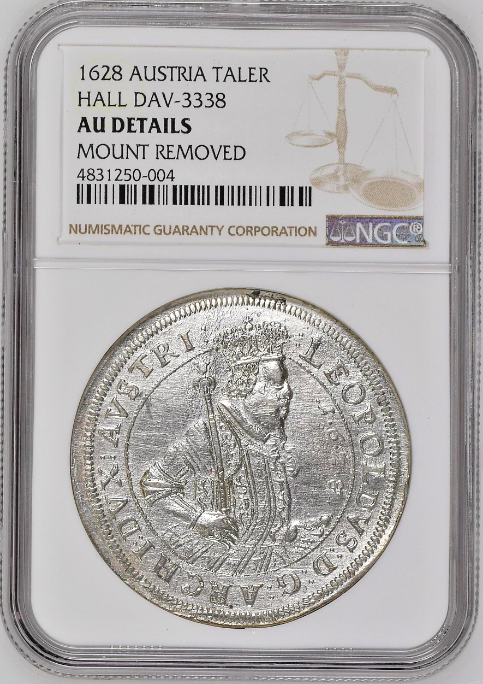 Austria 1628 Silver Coin Taler Archduke Leopold V Hall DAV-3338 Thaler NGC AU