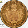 1874 Gold 10 Kronor Oscar II King of Sweden and Norway PCGS MS66