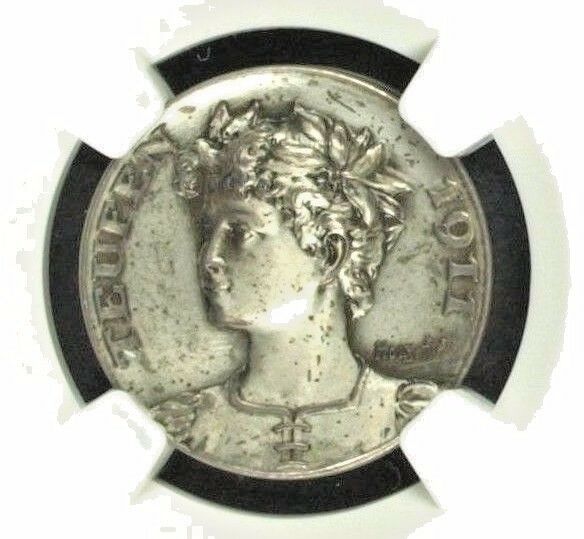 Swiss 1911 Silver Medal Shooting Fest Appenzell Teugen R-74c NGC MS63 Low Mint.
