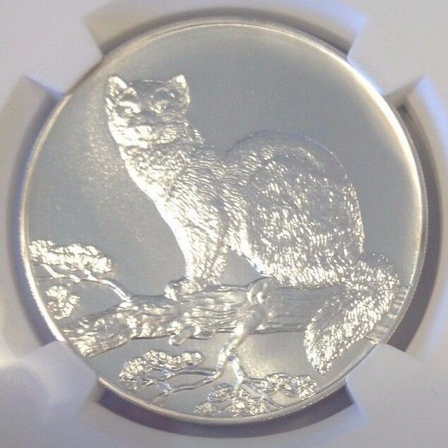 Russia 1995 L Silver Coin 3 Rouble Wildlife Sable NGC MS66 Matte