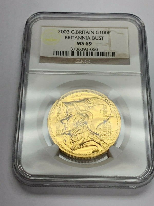 Great Britain 2003 Gold 100 Pounds Elizabeth II Britannia NGC MS69