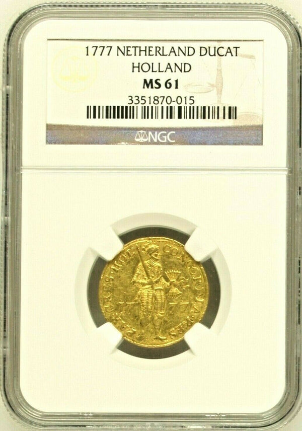 Netherlands 1777 Gold Coin Ducat Holland NGC MS61