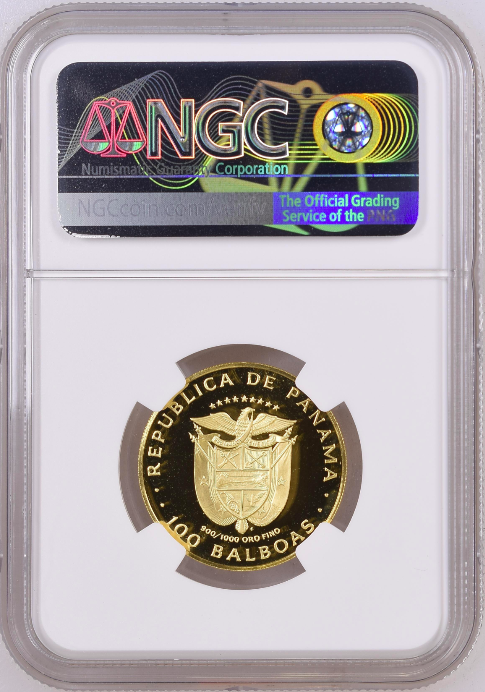 Panama 1975 Gold Coin 100 Balboas NGC PF69 Vasco Nunez de Balboa Birth Annivers.