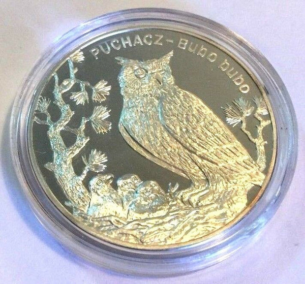 2005 Poland Silver 20 Zloty Owl Puchacz Bubo Animals of the World