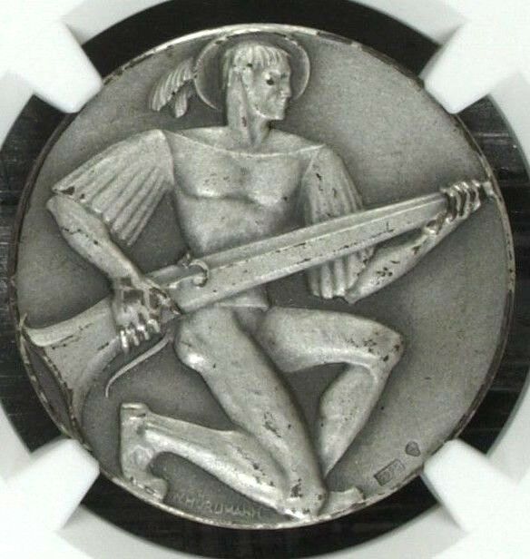 Swiss 1937 Silver Medal Shooting Fest Zurich Uster R-1868a NGC MS64 - Rare