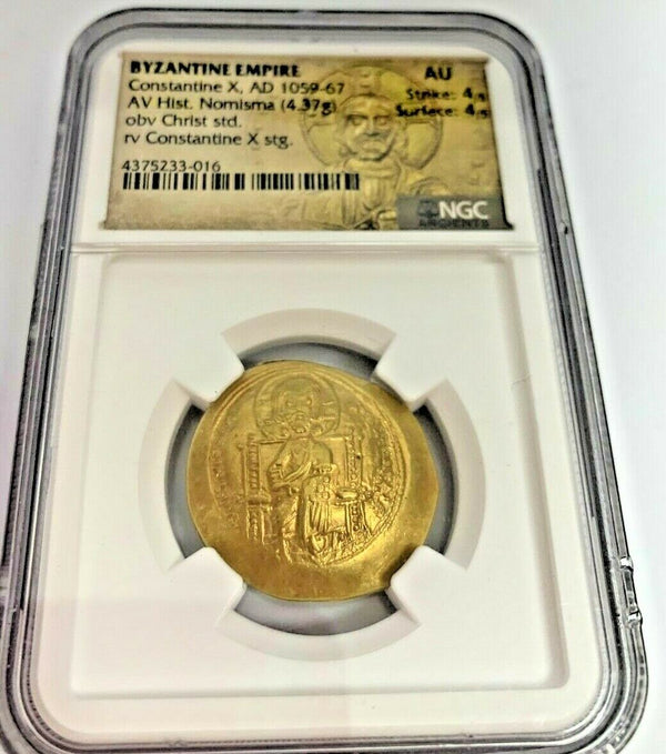 Byzantine Empire Gold Histamenon Constantine X Constantinopolis Christ NGC AU