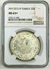 AH1327//9 Turkey 20 Kurush Silver Coin Toughra Mehmed V Reshad NGC MS63+
