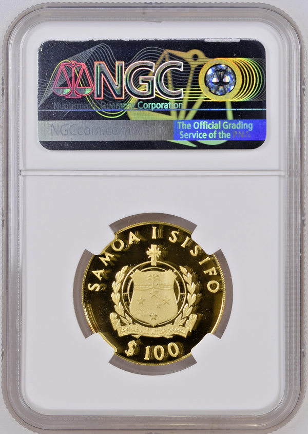 1980 Samoa Gold Proof Coin 100 Tala Wilhelm Solf NGC PF70 Mintage-1000