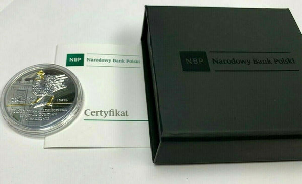 2018 Poland Silver Coin 10 Zloty 760th Anniversary Krakow Shooting Society COA