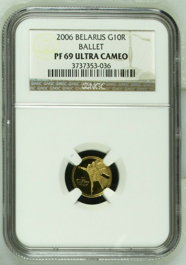 Belarus 2006 Gold Coin 10 Rubles Ballerina Ballet NGC PF69 Ultra Cameo