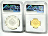 Romania 1982 Gold Silver Set 100, 500 Lei Independent State NGC PF67,69