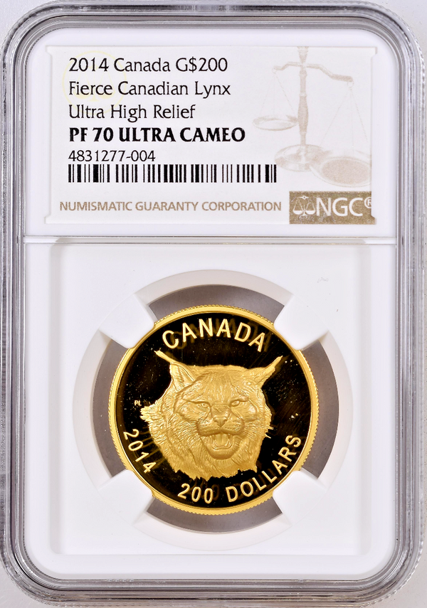 2014 Canada Gold Silver Proof Set 2 coins $200 $25 Lynx high relief NGC PF70