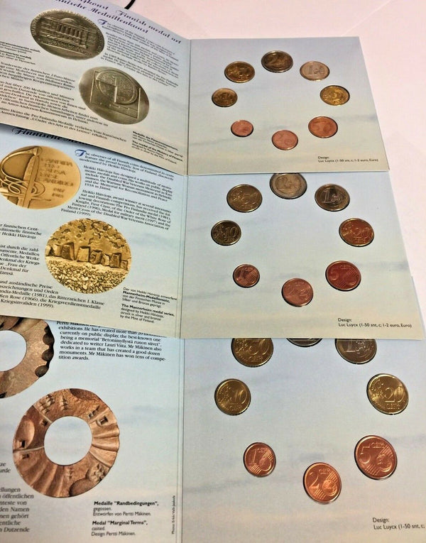 1999 2000 2001 Finland Original Government Euro Set 24 Coins