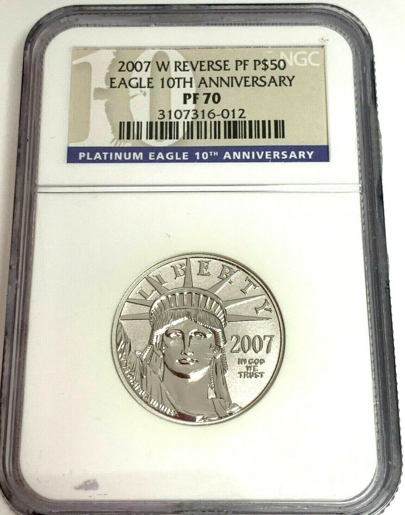 2007 United States Platinum $50 Statue of Liberty Reverse Eagle NGC PF70