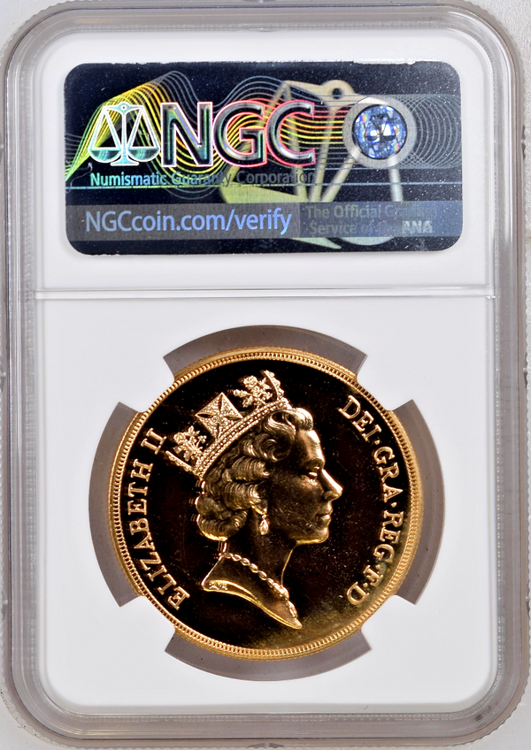 Great Britain 1995 Gold 5 Pounds Sovereign Elizabeth II NGC MS66 Mintage-1000