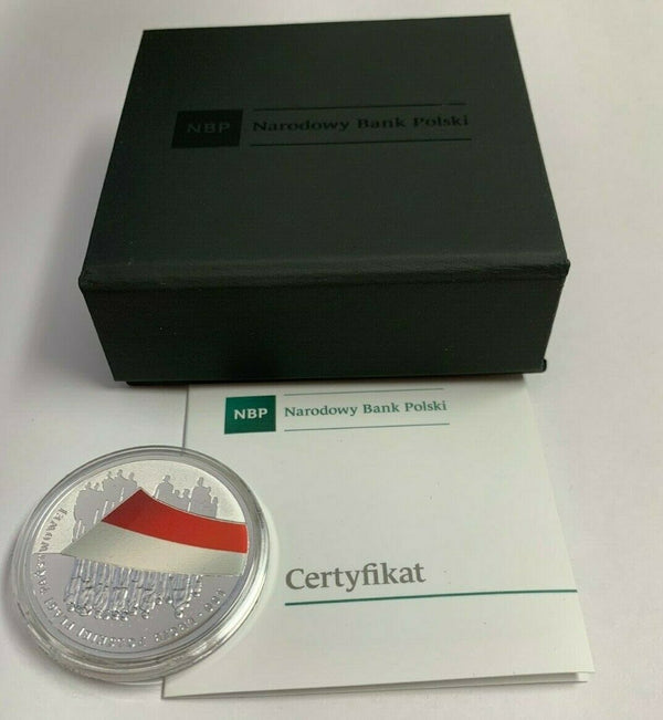 2019 Poland Silver Coin 10 Zloty 100th Anniversary of the National Flag Box COA