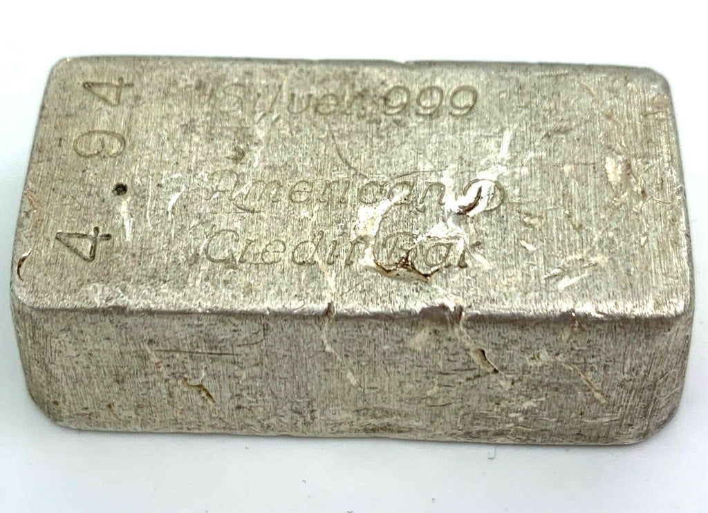 Extremely Rare Vintage American Credit  4.94oz Silver Bar .999