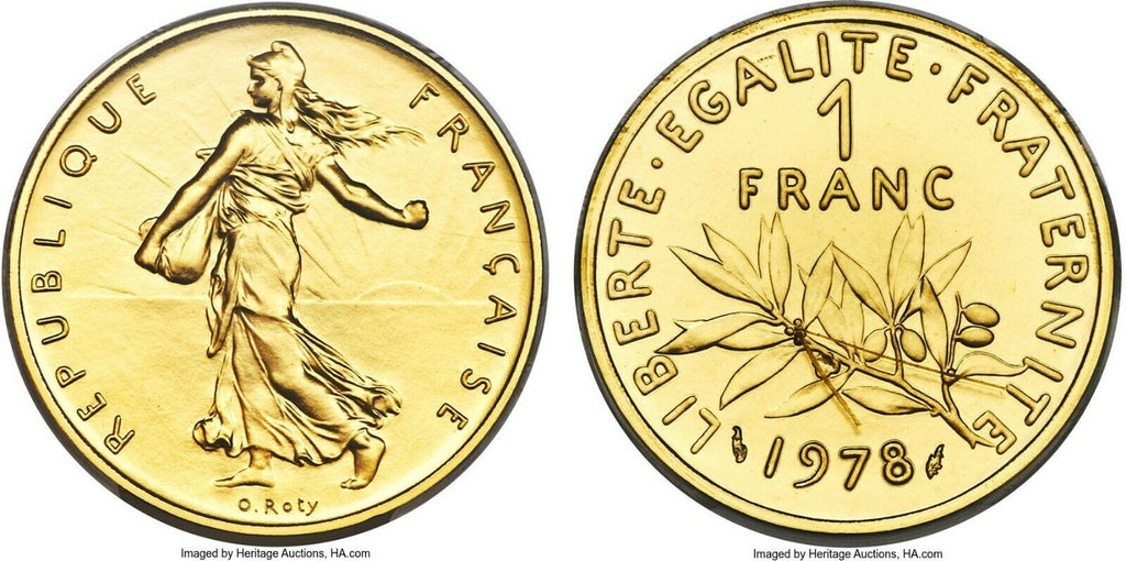 Rare France 1978 Gold Proof 1 Franc Piefort Paris PCGS SP68 Mintage-142