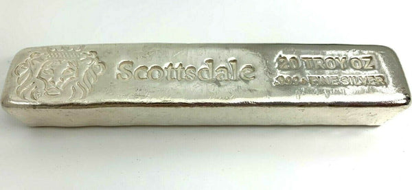 Silver Bar 20 oz .999 Scottsdale Lion USA