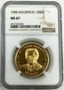 Rare 1988 Mauritius 1000 Rupees 1oz Gold Coin Bird Dodo NGC MS67