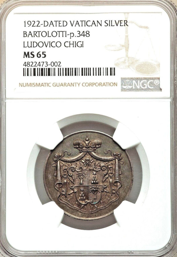 Vatican 1922 Silver Medal Prince Ludovico Chigi Albano della Rovere NGC MS65