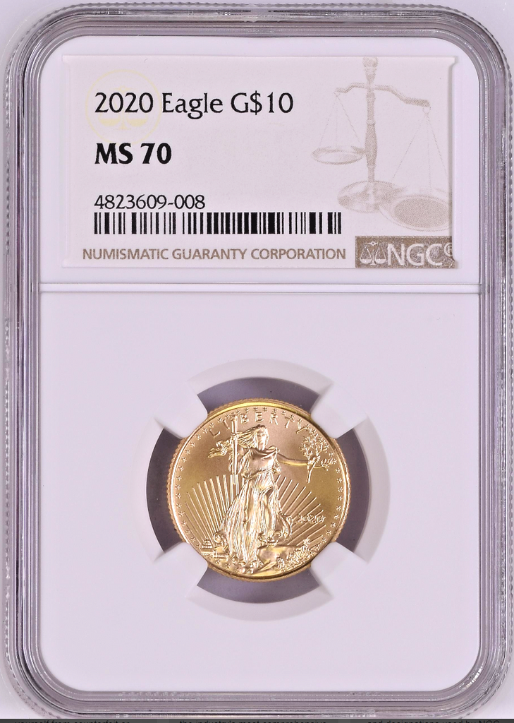 2020 American Gold Eagle $10 NGC MS70 United States of America 1/4 oz