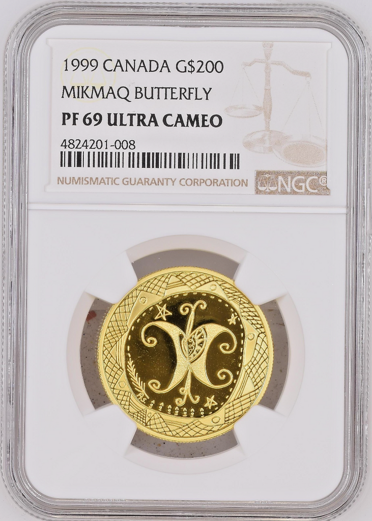 1999 Canada Gold $200 The Butterfly Canadian Native Cultures Traditions NGC PF69