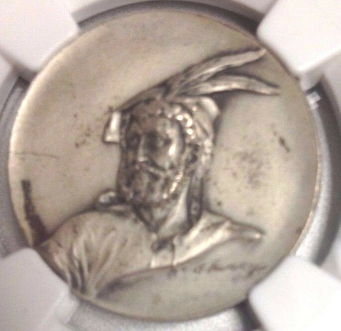 Rare Swiss 1912 Silver Shooting Medal St Gallen Rorschach R-1187a NGC MS64