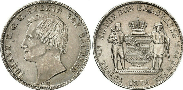 Germany 1870 Silver Taler Johann Vereinsthaler Saxony NGC MS64