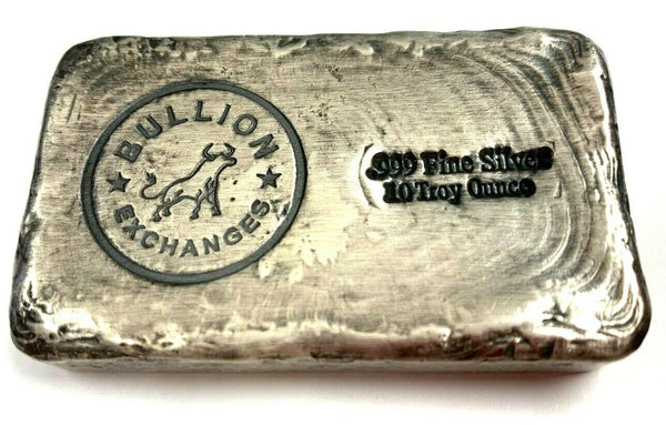 USA Bullion Exchanges .999 Fine Silver Hand Poured Bar 10 oz Limited Edition