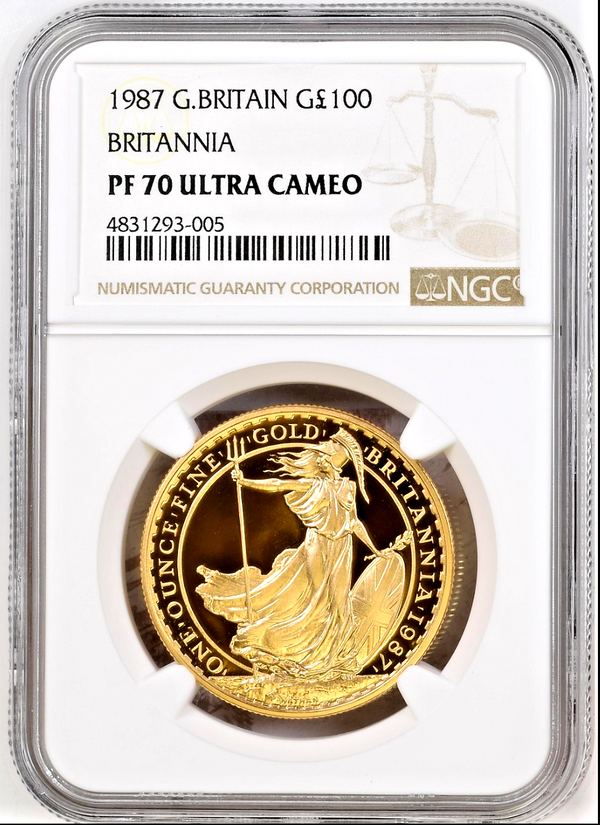 1987 United Kingdom 4 Gold Coins Set Britannia £100 £50 £25 £10 NGC PF70